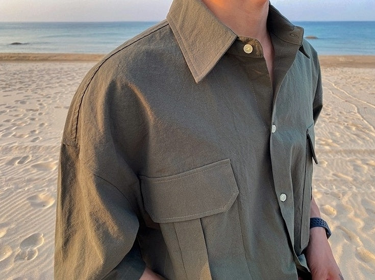 Summer Loose Short Sleeve Shirt Korean Style Jacket