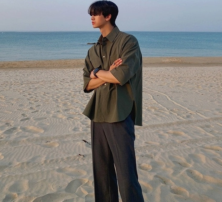 Summer Loose Short Sleeve Shirt Korean Style Jacket