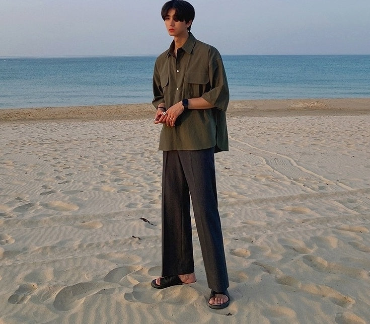 Summer Loose Short Sleeve Shirt Korean Style Jacket