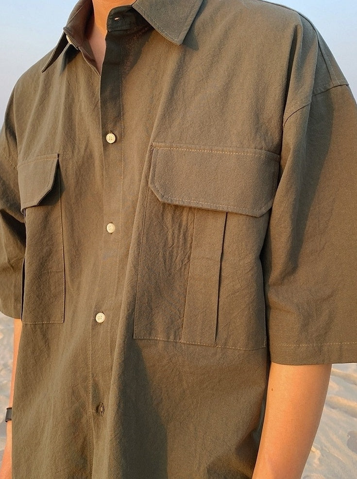 Summer Loose Short Sleeve Shirt Korean Style Jacket
