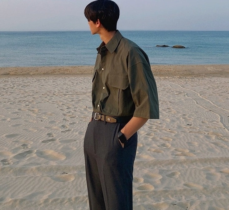 Summer Loose Short Sleeve Shirt Korean Style Jacket
