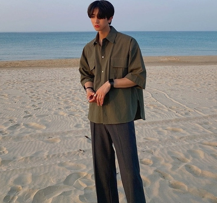 Summer Loose Short Sleeve Shirt Korean Style Jacket