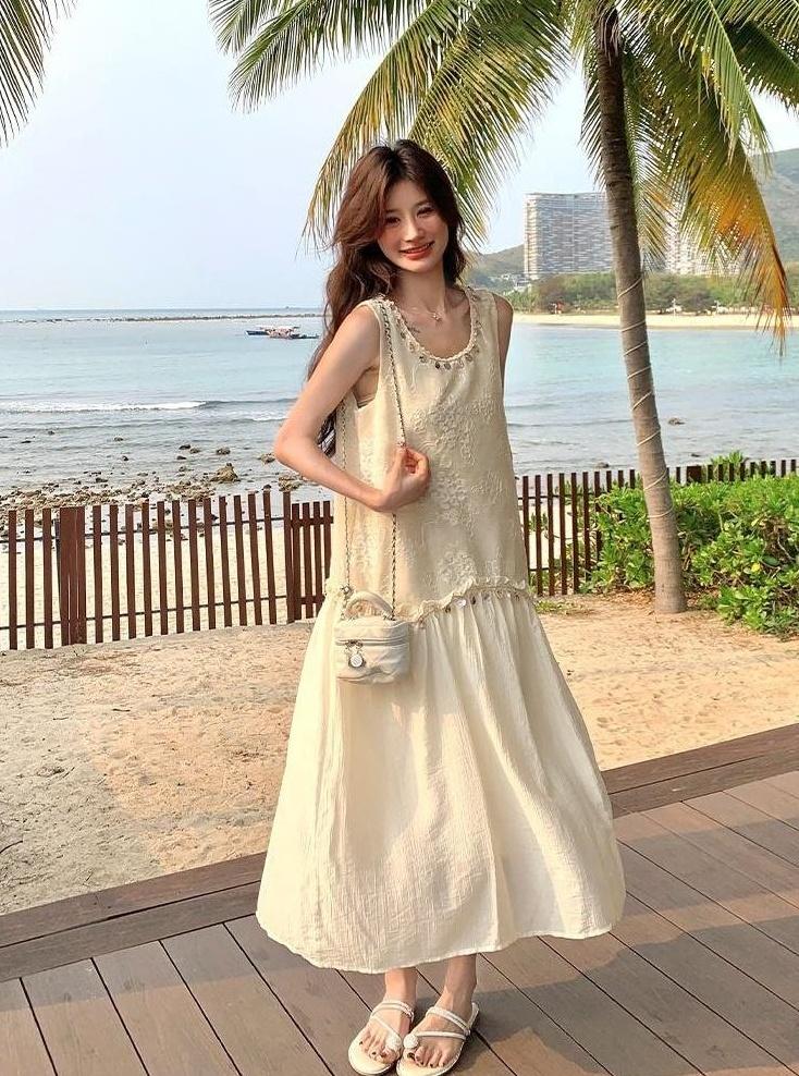 Summer Sequin Embroidered Vintage Dress
