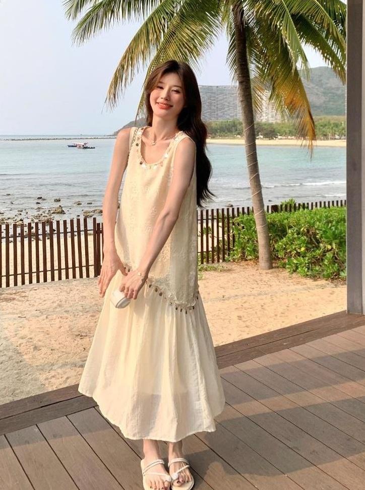 Summer Sequin Embroidered Vintage Dress