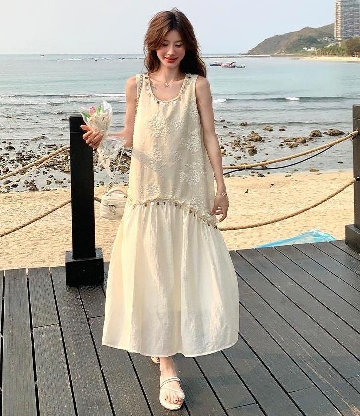 Summer Sequin Embroidered Vintage Dress