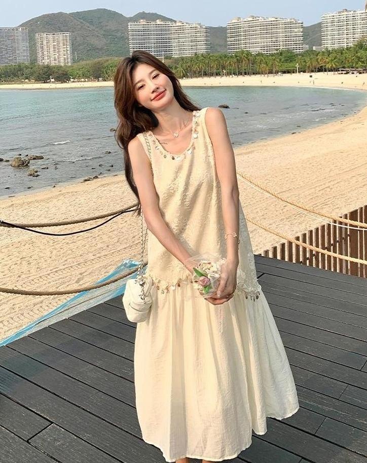 Summer Sequin Embroidered Vintage Dress