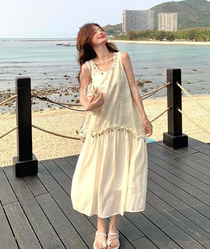 Summer Sequin Embroidered Vintage Dress