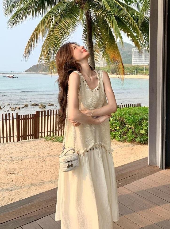 Summer Sequin Embroidered Vintage Dress