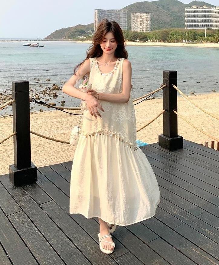 Summer Sequin Embroidered Vintage Dress
