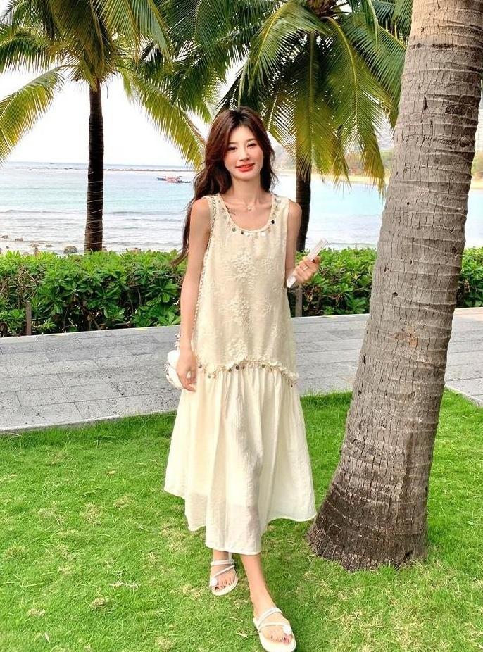 Summer Sequin Embroidered Vintage Dress