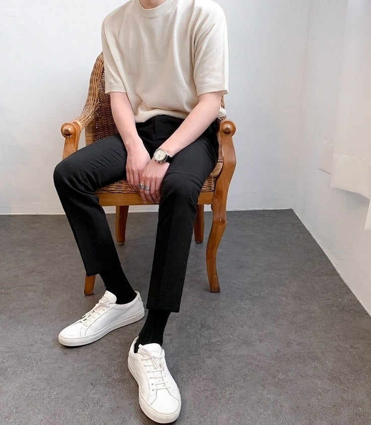 Summer Short Sleeve Knitted T-Shirt