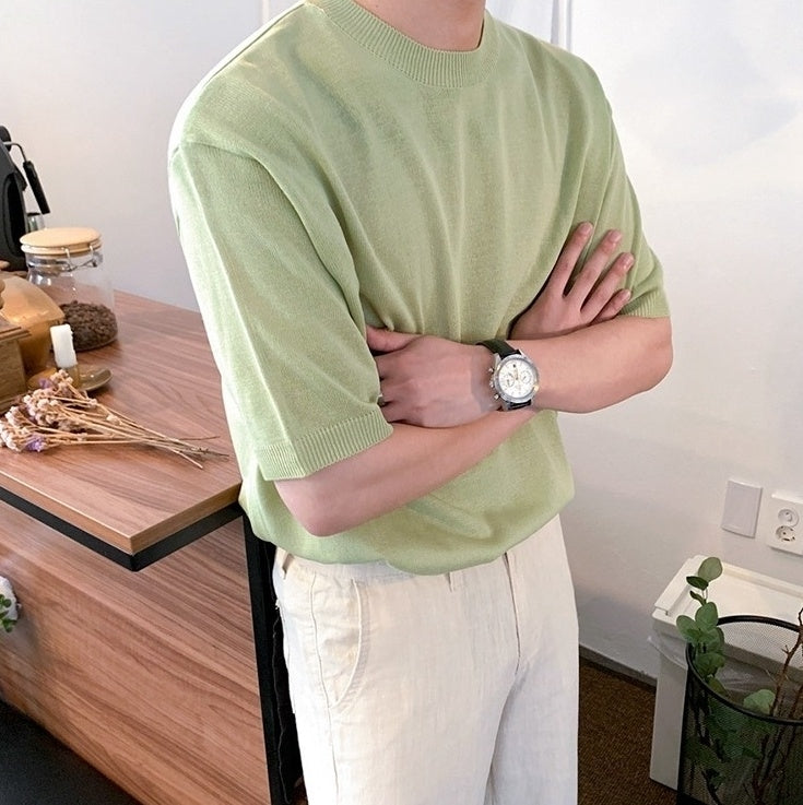 Summer Short Sleeve Knitted T-Shirt