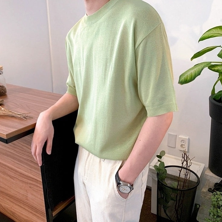 Summer Short Sleeve Knitted T-Shirt