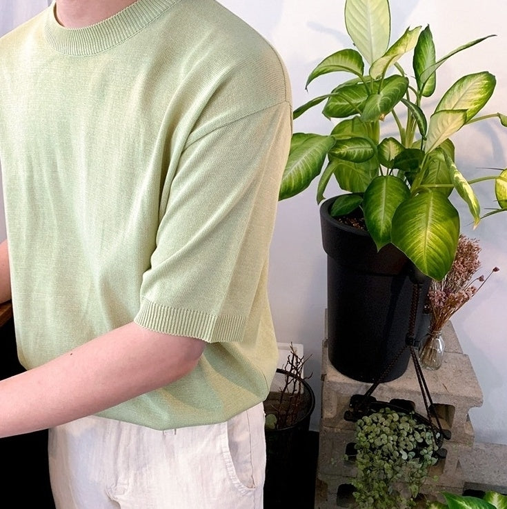 Summer Short Sleeve Knitted T-Shirt