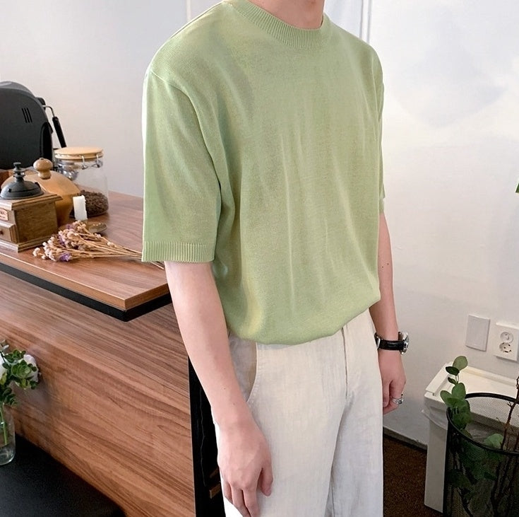 Summer Short Sleeve Knitted T-Shirt