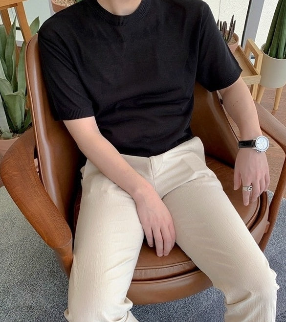 Summer Short Sleeve Knitted T-Shirt
