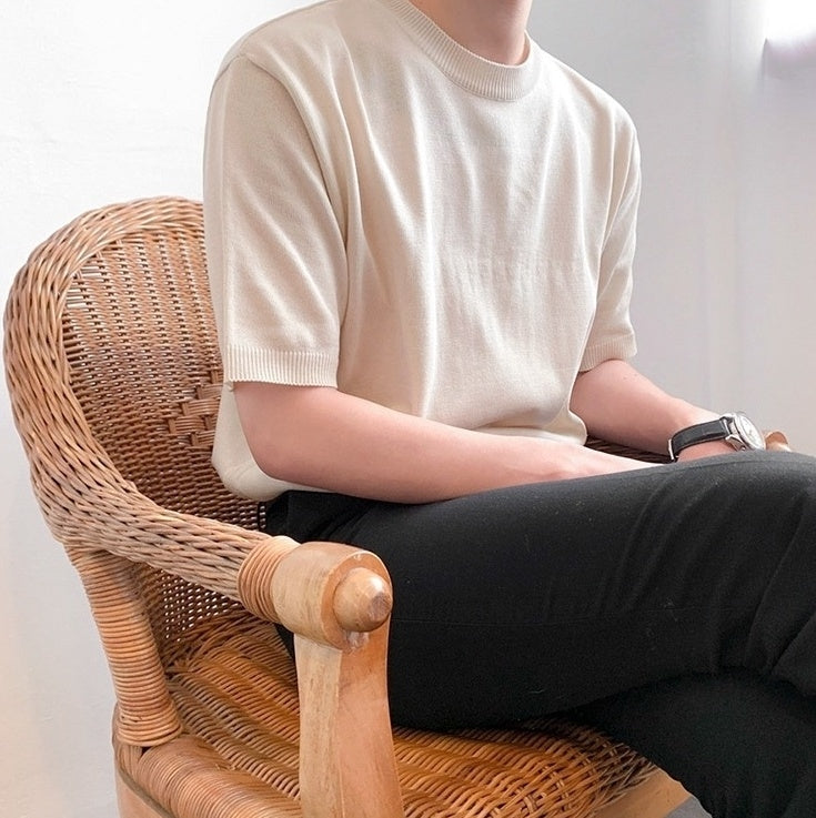 Summer Short Sleeve Knitted T-Shirt