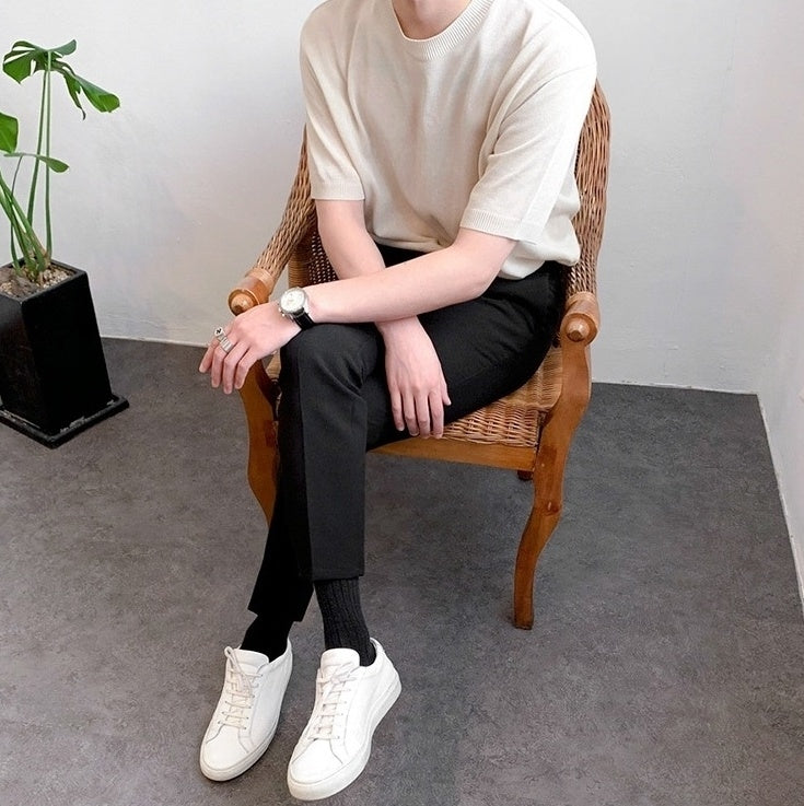 Summer Short Sleeve Knitted T-Shirt