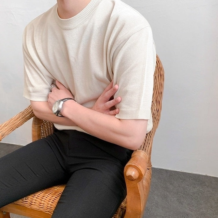 Summer Short Sleeve Knitted T-Shirt