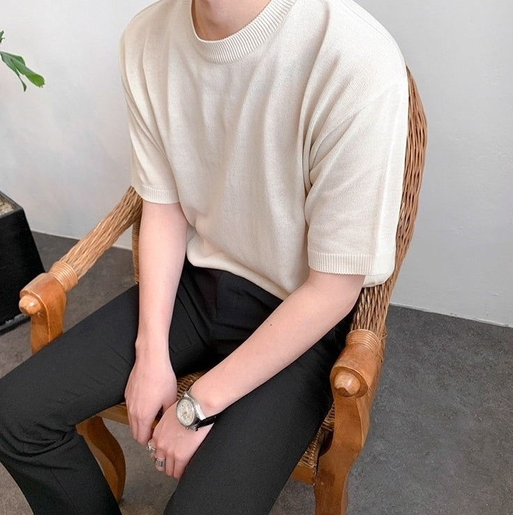Summer Short Sleeve Knitted T-Shirt