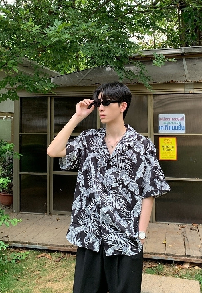 Summer Vacation Floral Print Short Sleeve Shirt