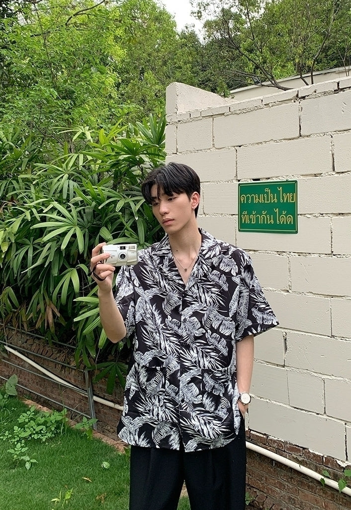 Summer Vacation Floral Print Short Sleeve Shirt