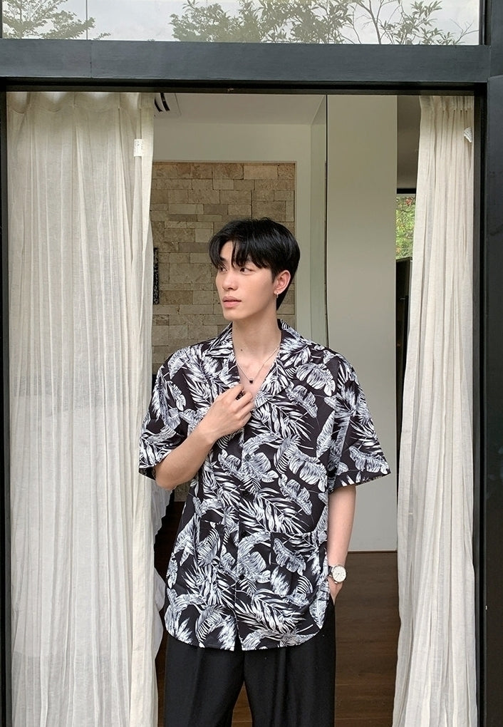 Summer Vacation Floral Print Short Sleeve Shirt