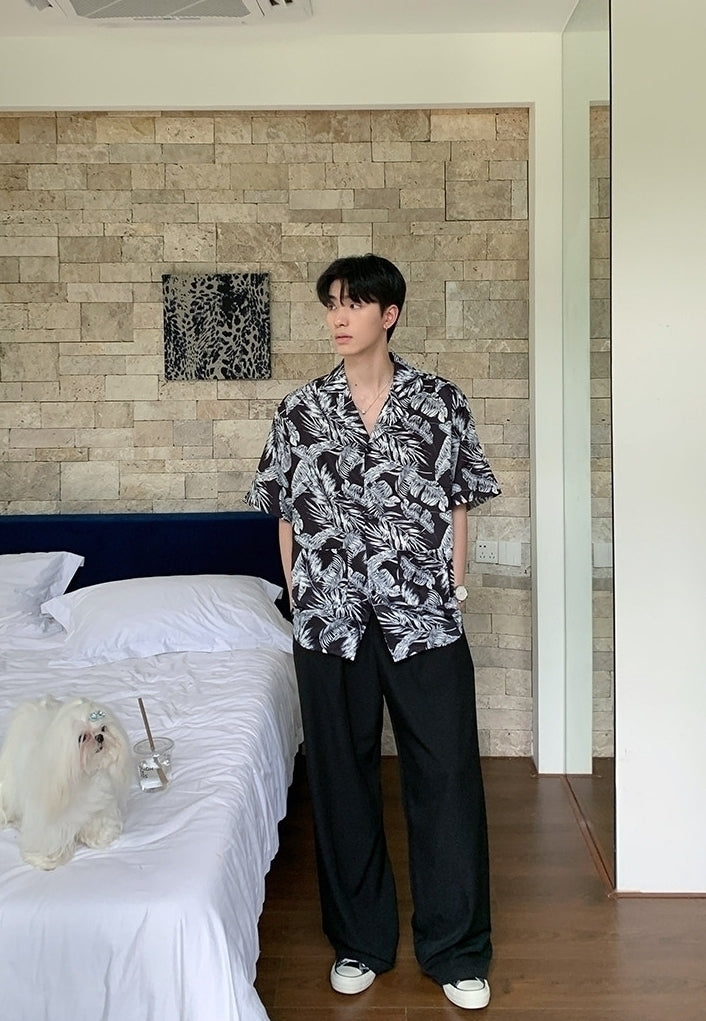 Summer Vacation Floral Print Short Sleeve Shirt
