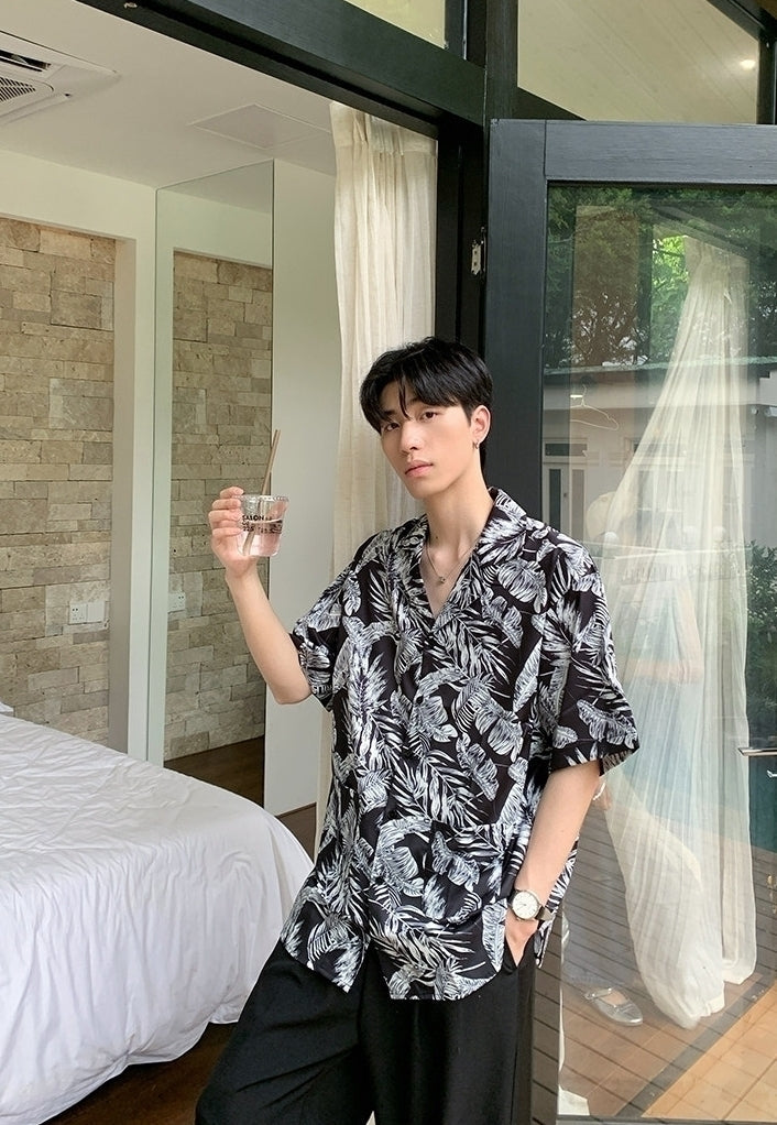 Summer Vacation Floral Print Short Sleeve Shirt
