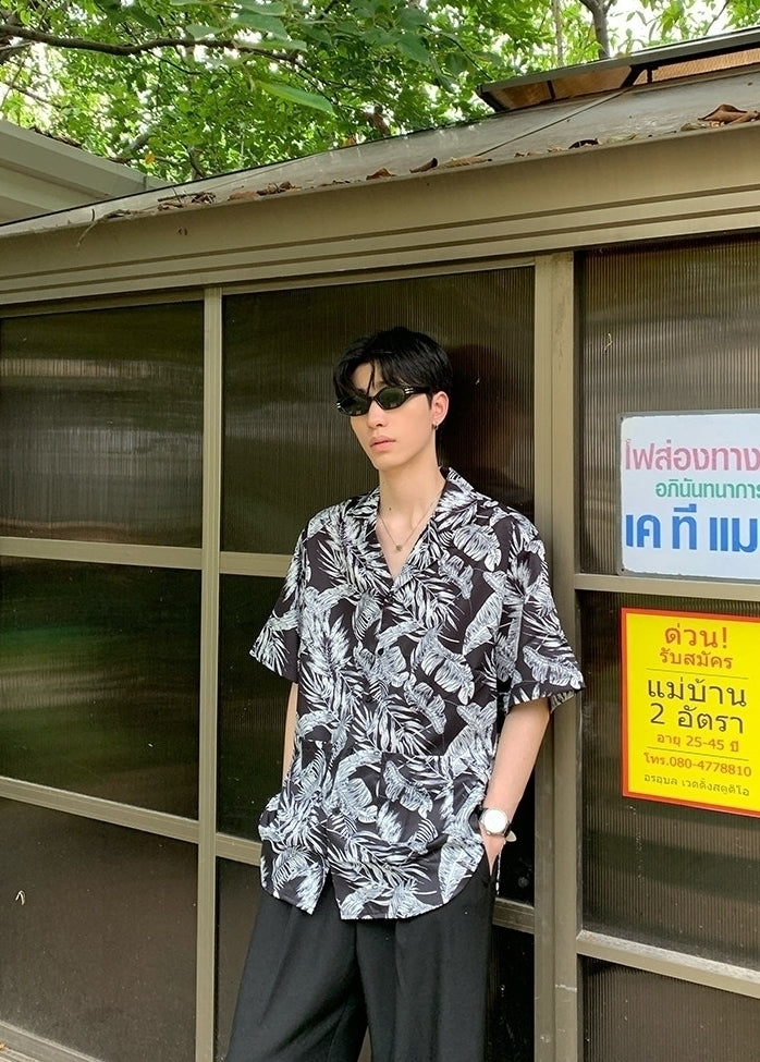 Summer Vacation Floral Print Short Sleeve Shirt