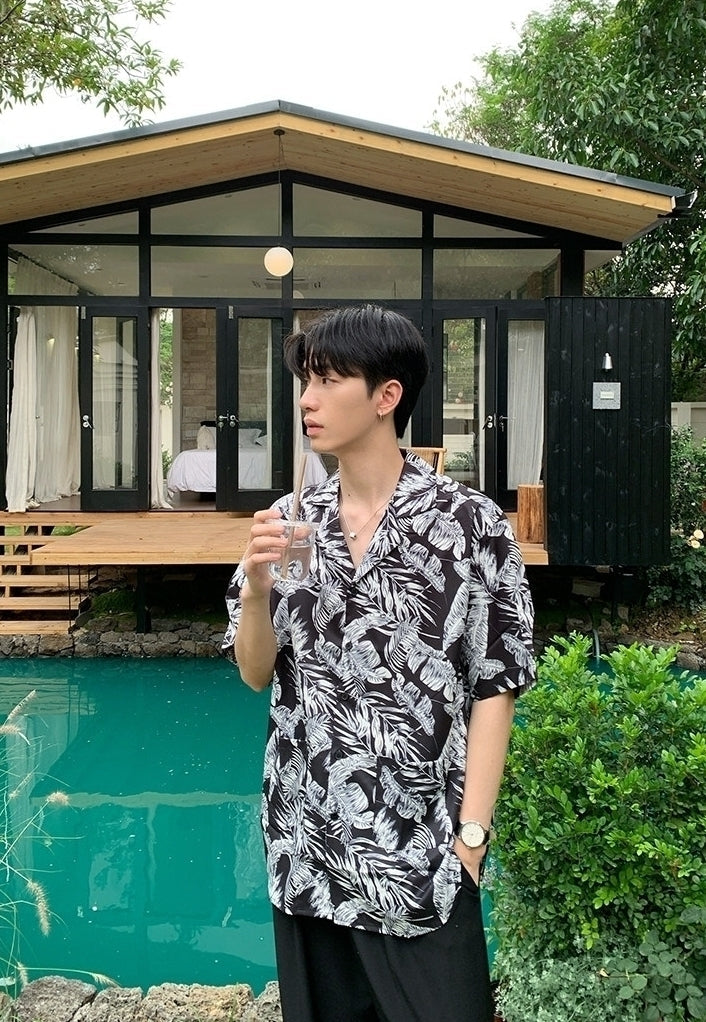 Summer Vacation Floral Print Short Sleeve Shirt