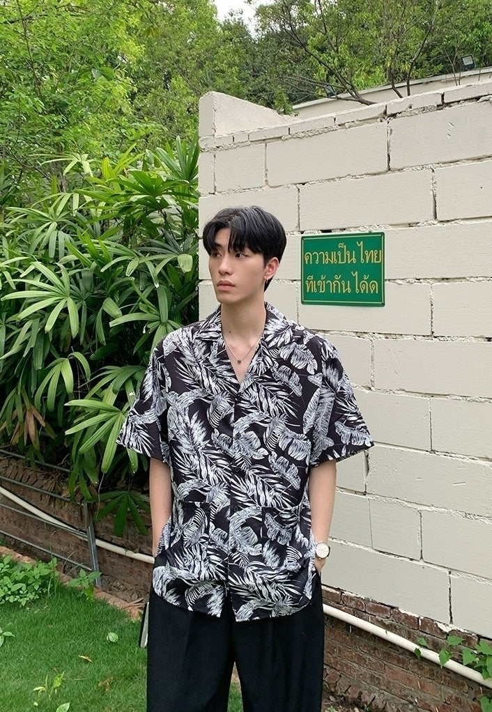 Summer Vacation Floral Print Short Sleeve Shirt