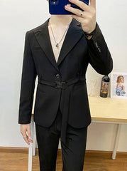 Black Belted Suit Jacket