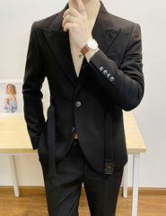 Black Belted Suit Jacket