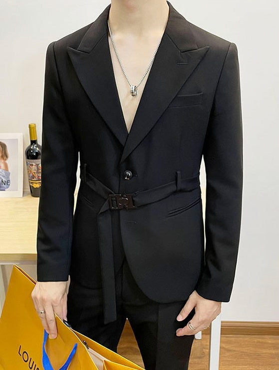 Black Belted Suit Jacket