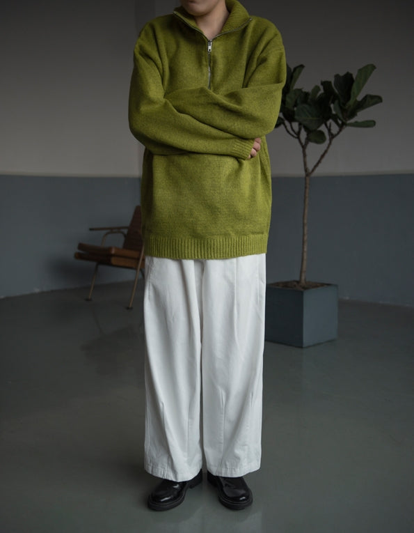 Green Half Zipper Knitted Sweater