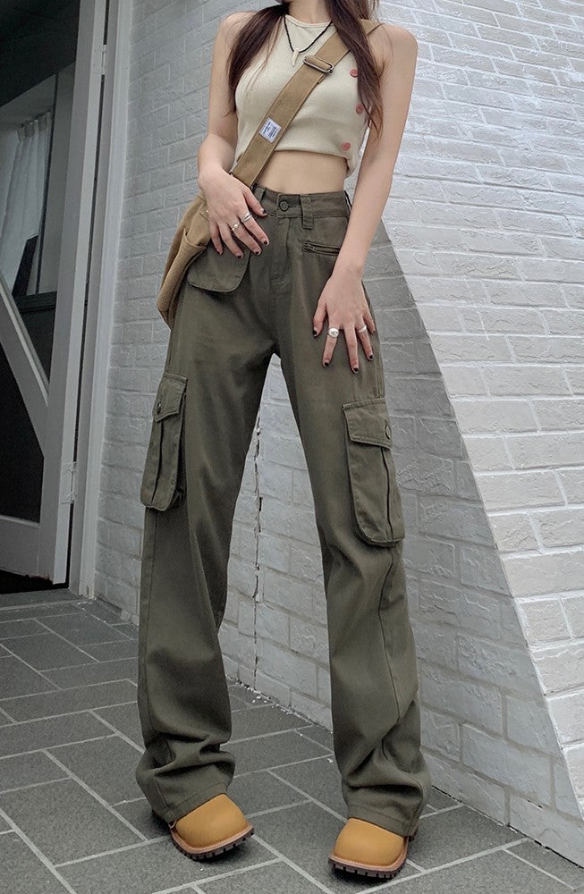 Green Multi Pocket Cargo Pants