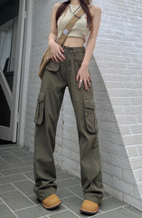 Green Multi Pocket Cargo Pants