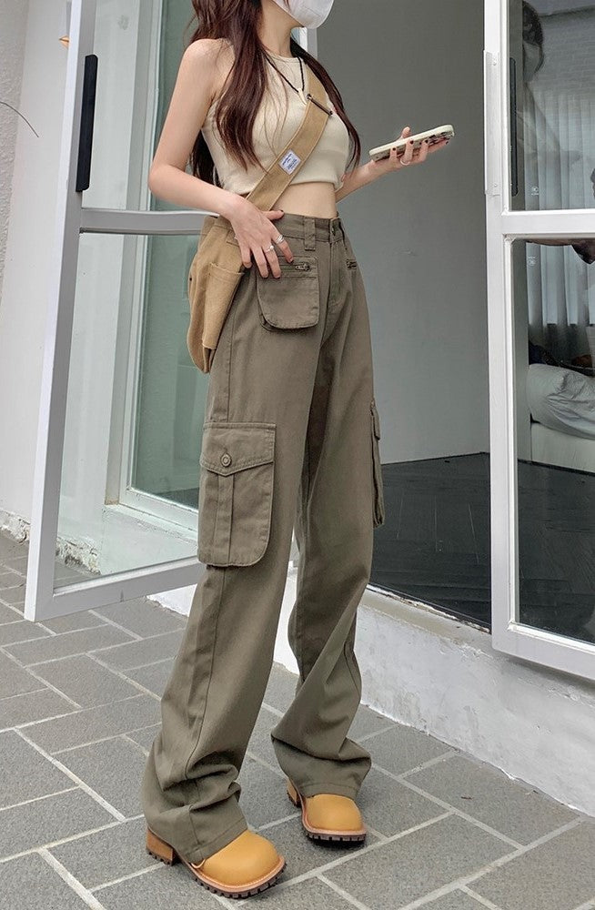 Green Multi Pocket Cargo Pants