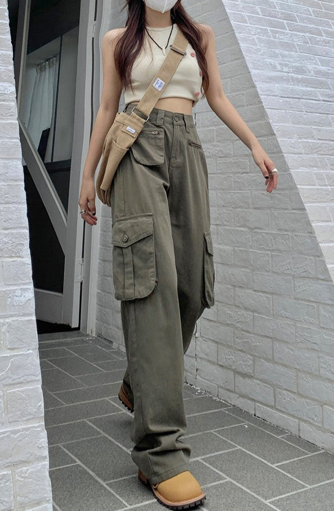 Green Multi Pocket Cargo Pants