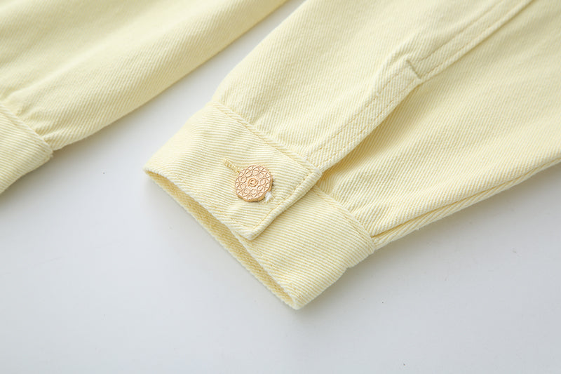 Yellow Cropped Denim Jacket