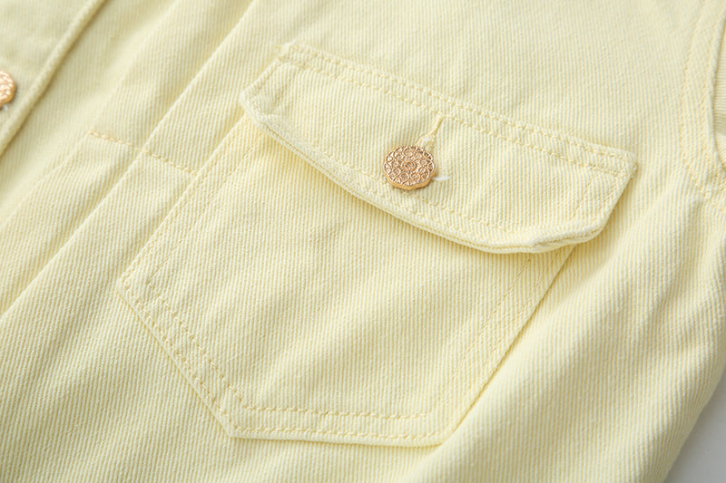 Yellow Cropped Denim Jacket