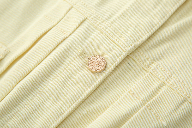 Yellow Cropped Denim Jacket