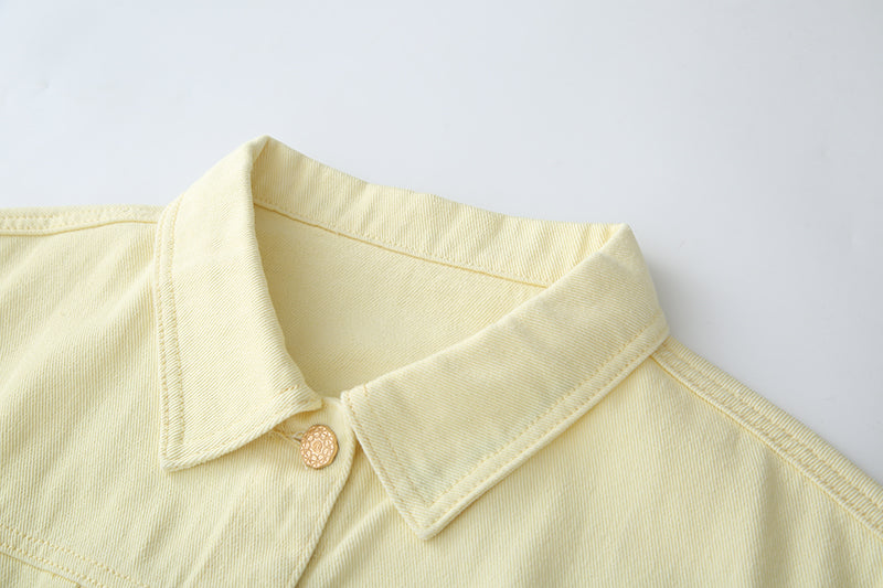 Yellow Cropped Denim Jacket