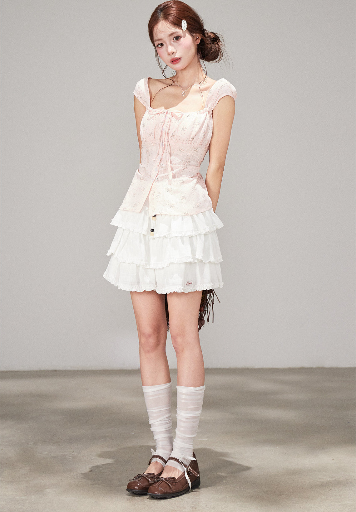Sweet Beaded Ruffle Layered A Line Skirt