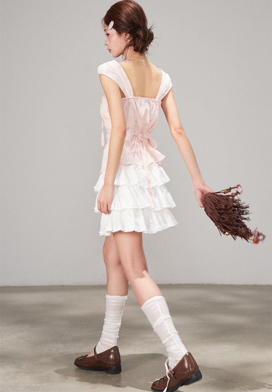 Sweet Beaded Ruffle Layered A Line Skirt