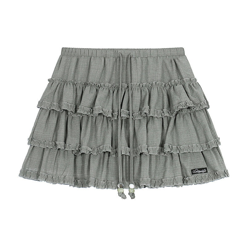 Sweet Beaded Ruffle Layered A Line Skirt