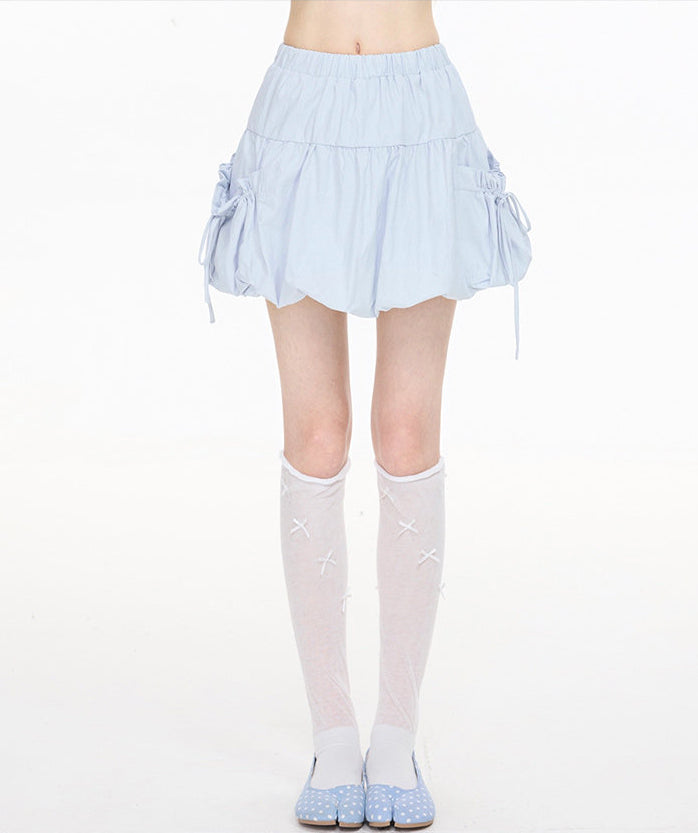 Sweet Campus Pocket Bubble Skirt