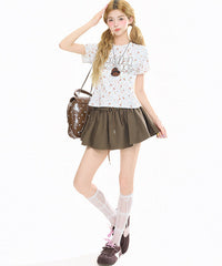 Sweet Floral Fitted Short Sleeve Top