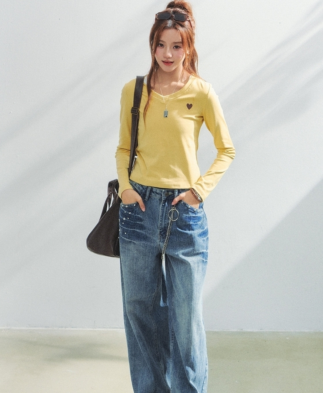 Sweet Heart Embroidered Slim Fit Top